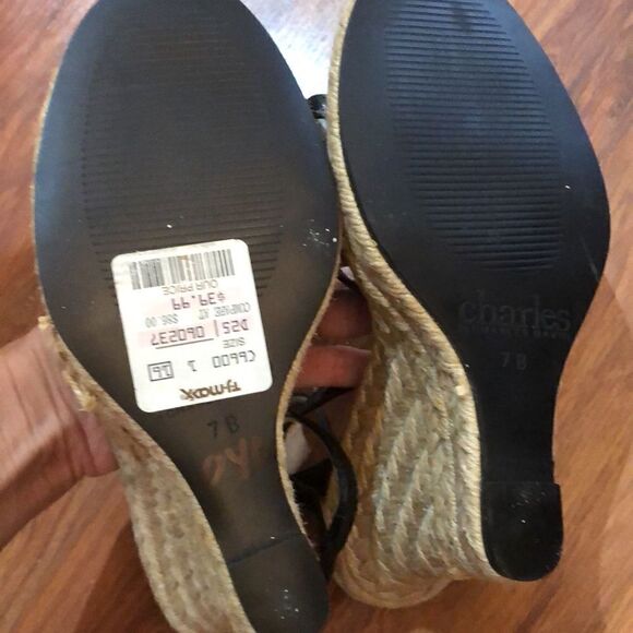 Vintage Charles David flower leather wedges 7 - Picture 7 of 10